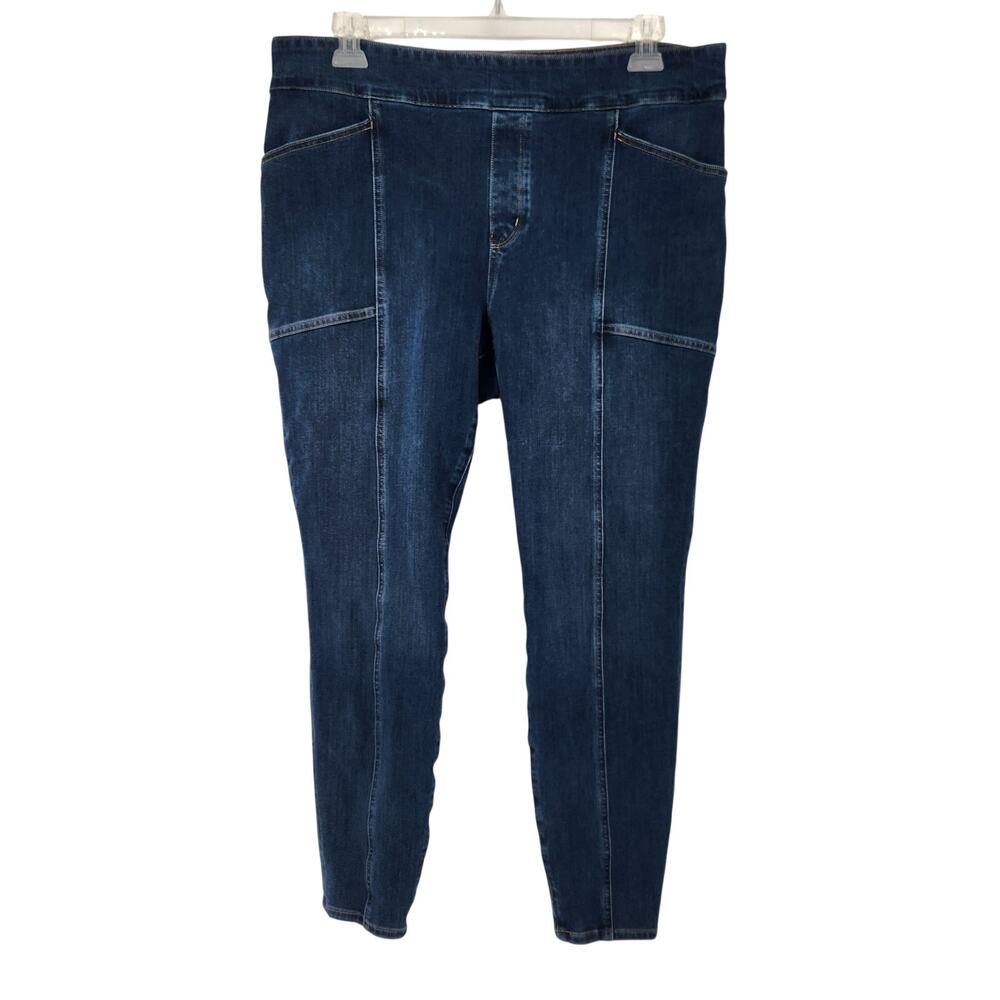 Duluth Trading Co Dark Wash Pull on Skinny Denim Jeans Plus Women's 18 - Picture 2 of 8